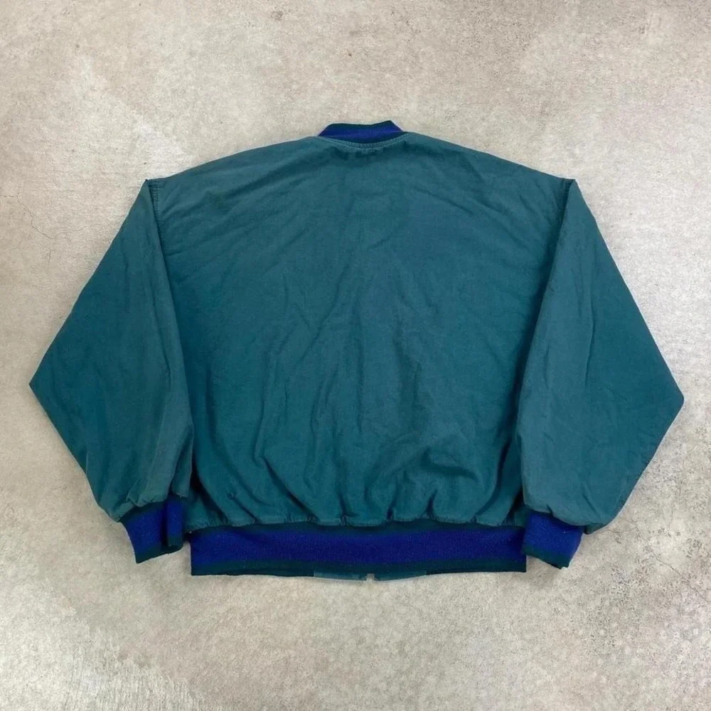 Vintage 90s Dupont Racing Bomber Jacket Size Large Green Full Zip Nascar Logo
